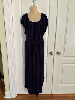 VERABENDI dark navy blue knit maxi dress